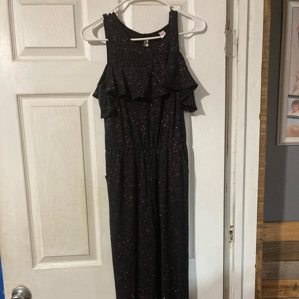 Justice cold shoulder sparkly jumpsuit size 14